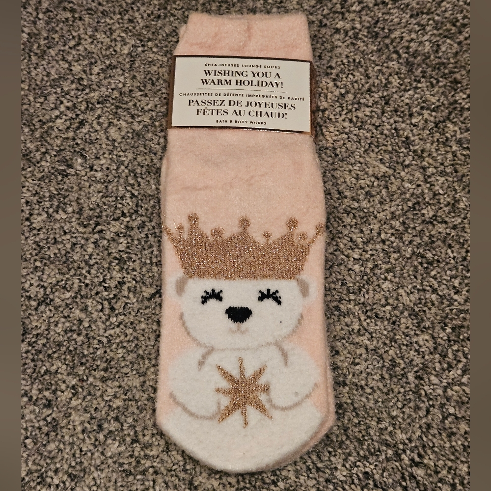 Polar Bear with Gold Crown Shea Infused Socks Bath & Body Works